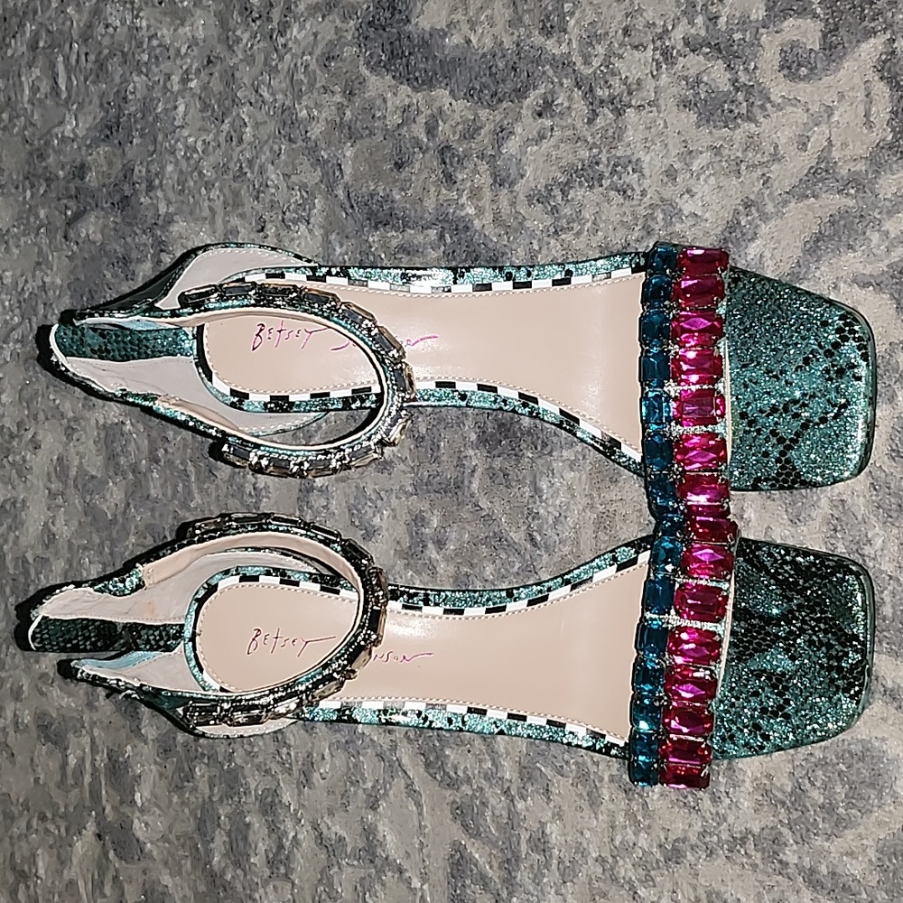 Betsey Johnson Womens Emani Embellished Rhinestone Glitter Heels Shoes - Size 10